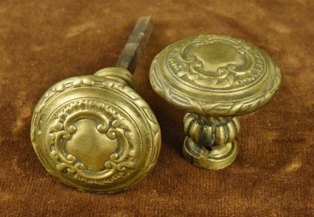 B598 - Gorgeous Pair Antique French Napoleon III Brass Door Handles Circa 1860