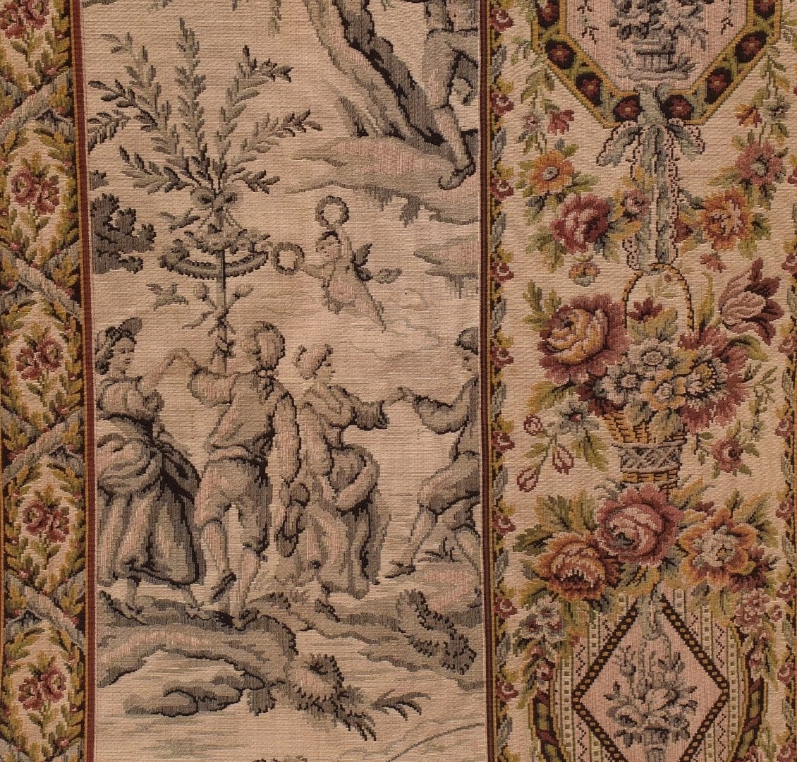 B921 - Divine Antique French Long Tapestry Chateau Portiere / Curtain / Panel, 19th C