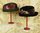 B1494 - Jolly PAIR Red Antique French Turned Wood Timeworn Distressed Painted Hat Stands