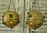 B1498 - Amazing PAIR Antique French Brass & Glass Cabochon Church Candle Lanterns 19th Century