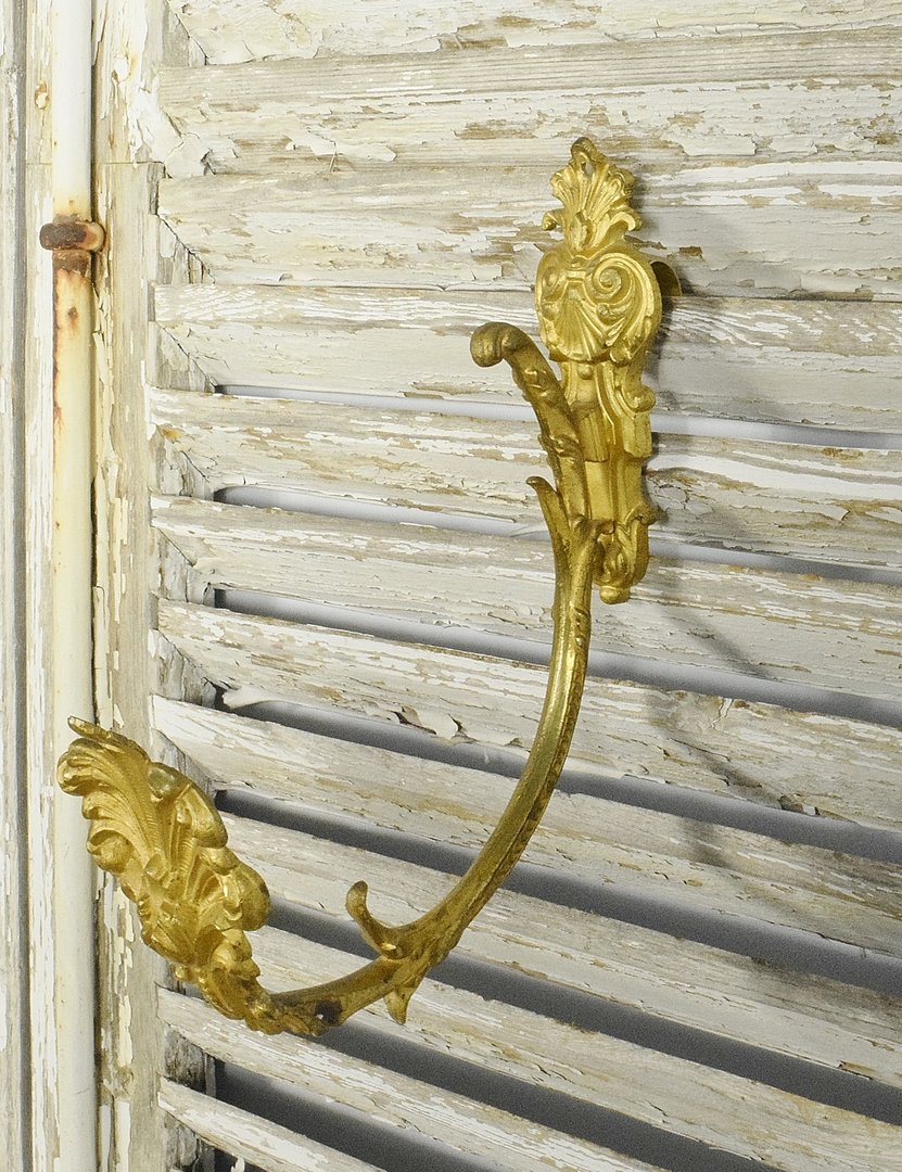 B1520 - Gorgeous Large Single Antique French Gilded Metal Curtain Tie / Hold Back 19th C