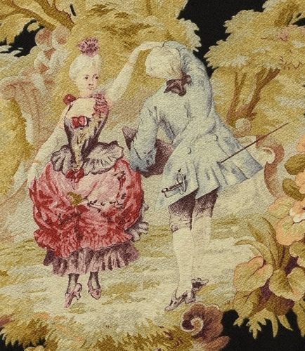 B1524 - Fabulous Large Panel Unused Antique French Textured Cotton, Cretonne, Toile de Jouy