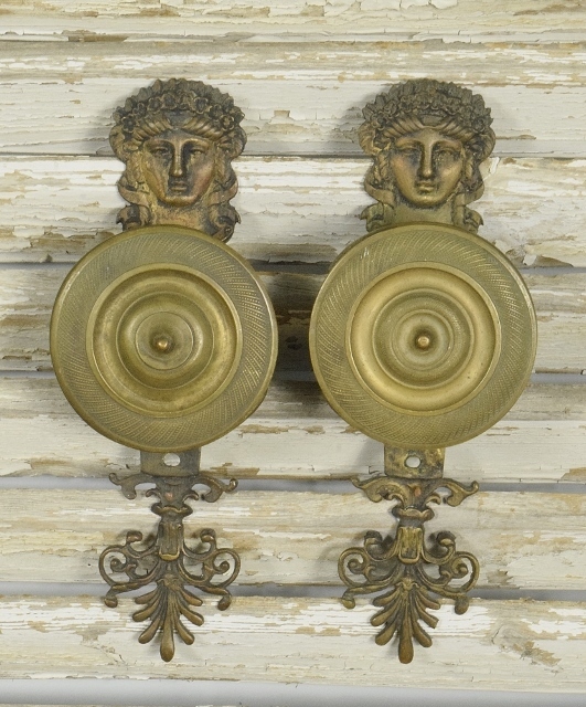 B1534 - Divine Pair Unusual Antique French Fittings For Rope & Tassel Curtain Tie Backs