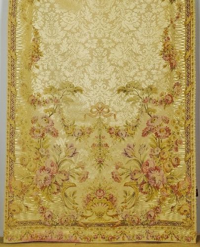 B1580 - Exquisite Long Antique French 'Aubusson' Tapestry Chateau Portiere / Curtain