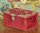 B1587 - Sweet Little Antique French Red Velvet Jewel  / Boudoir Box, Napoleon III, C1860