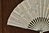 B1589 - Beautiful Antique French Hand Painted Silk Hand Fan, Gold Embossed Wooden Sticks