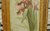 B1716 - Pair Delightful Antique French Framed Flower Paintings On Wood, Irises & Chrysanthemums