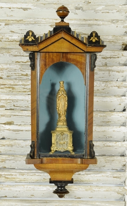 B1820 - Sublime Small Antique French  Religious Glazed Wall Cupboard / Vitrine 19th C