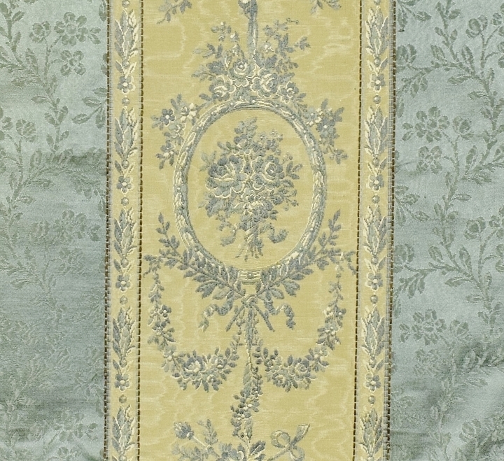 B1855 - Exquisite Panel Antique French Lyon Silk Brocade & Damask Textile, 19th Century