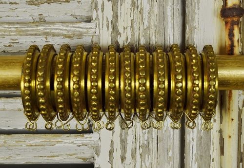B1989 - Superb SET 12 Antique French Heavy, Gilded Brass Decorative Curtain Rings,19th Century