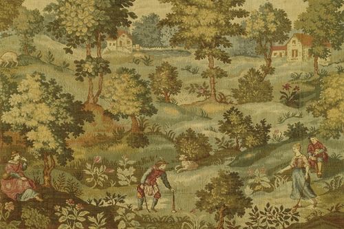B1999 - Charming Large Vintage French Woven Tapestry Wall Hanging, Sublime Verdure Scene